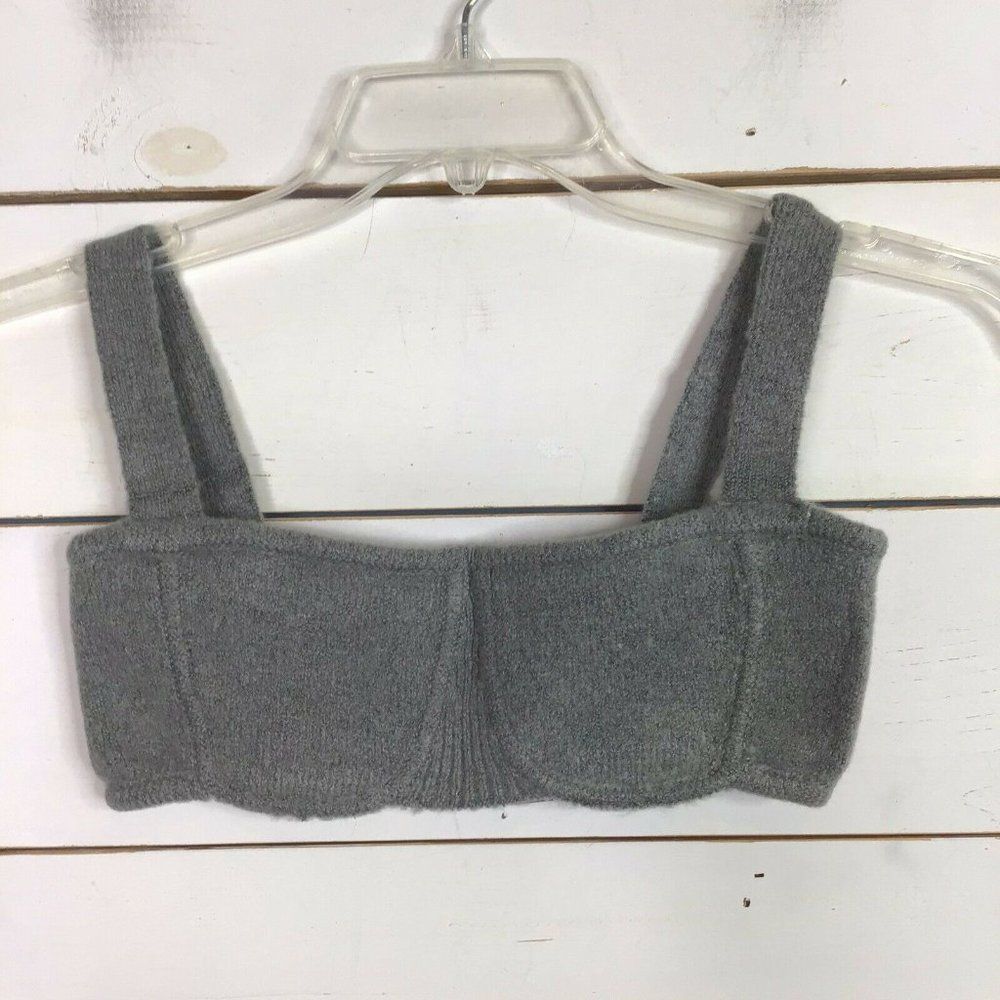 New Danielle Bernstein Sweater Bralette Grey Women's Small